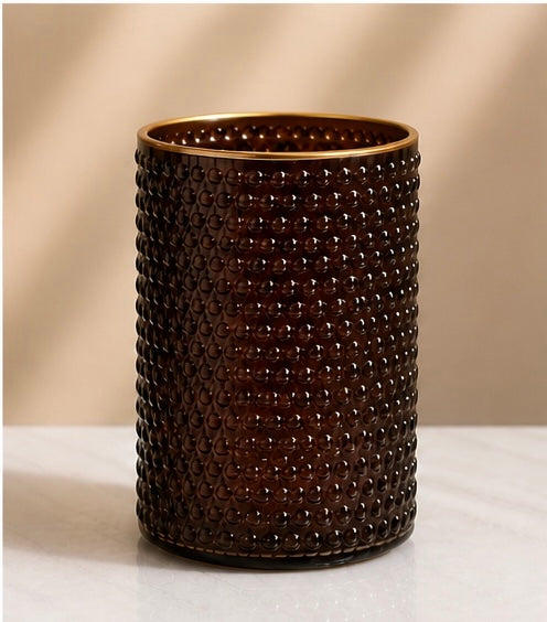 Avaas Textured Glass Candle Holder & Vase (Dual-Use Decor)