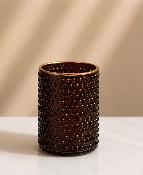 Avaas Textured Glass Candle Holder & Vase (Dual-Use Decor)