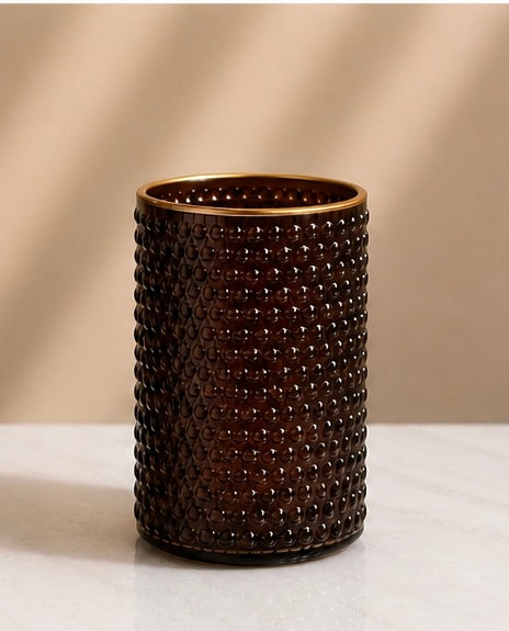 Avaas Textured Glass Candle Holder & Vase (Dual-Use Decor)
