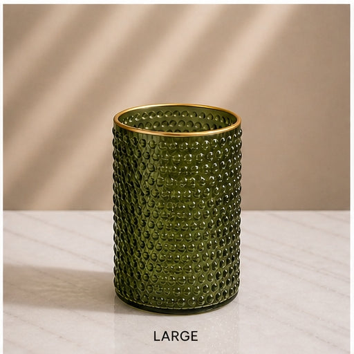 Avaas Textured Glass Candle Holder & Vase (Dual-Use Decor)