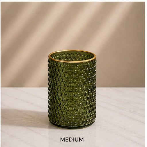 Avaas Textured Glass Candle Holder & Vase (Dual-Use Decor)