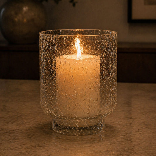 Crackle Glass Candle Holder