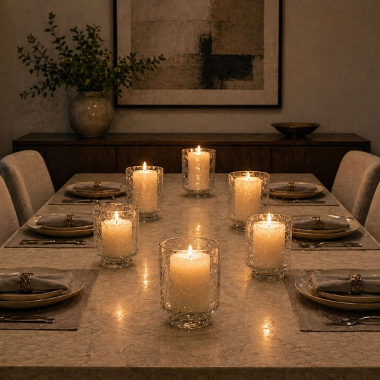 Crackle Glass Candle Holder