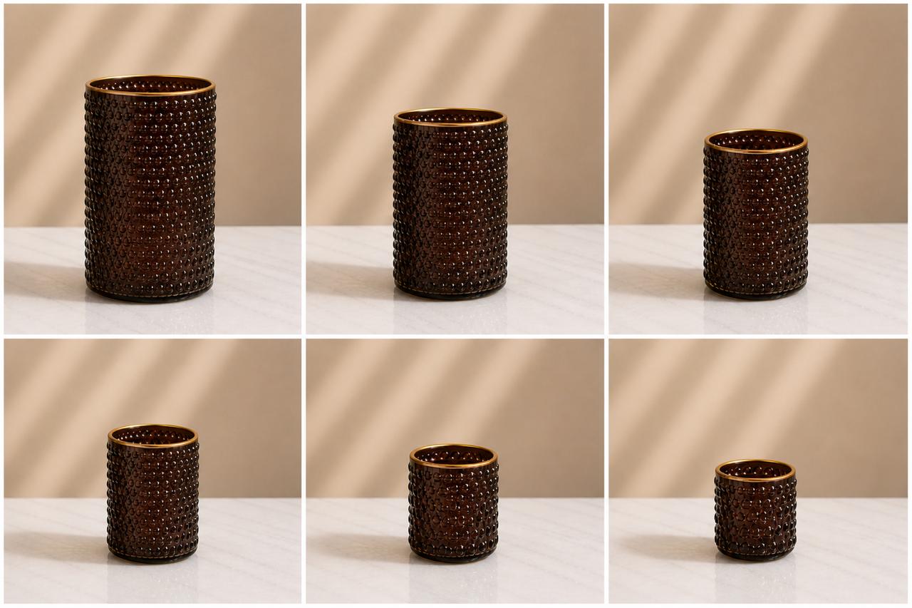 Avaas Textured Glass Candle Holder & Vase (Dual-Use Decor)