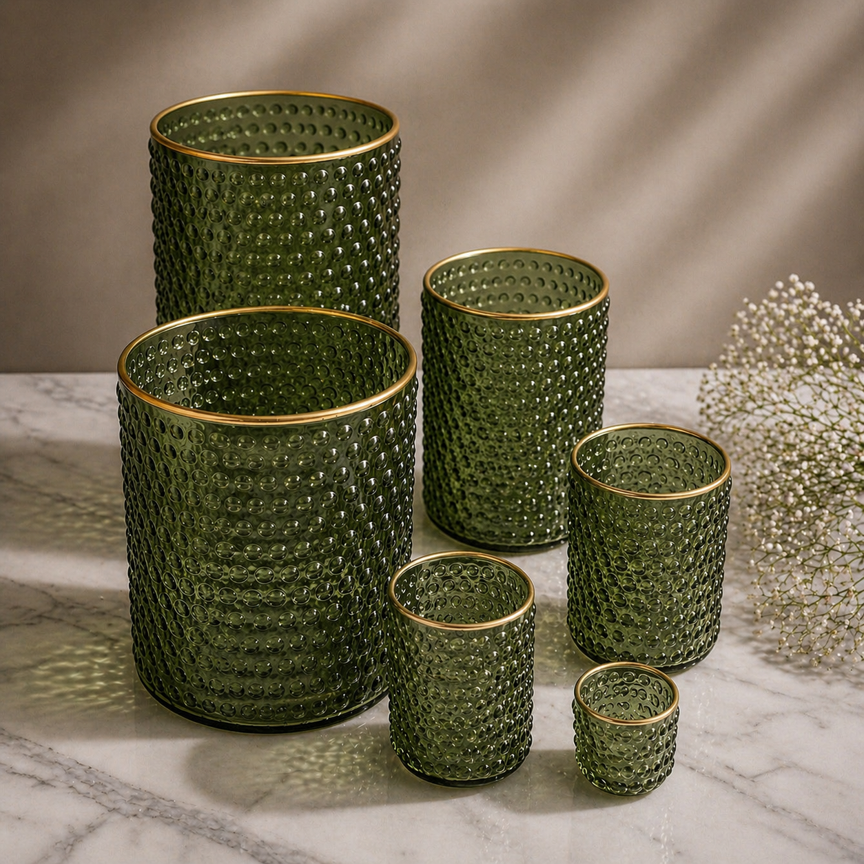 Avaas Textured Glass Candle Holder & Vase (Dual-Use Decor)