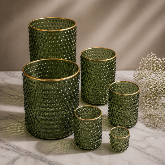 Avaas Textured Glass Candle Holder & Vase (Dual-Use Decor)